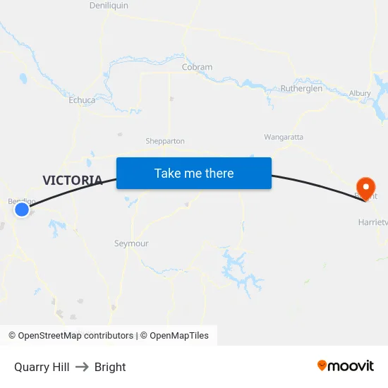 Quarry Hill to Bright map