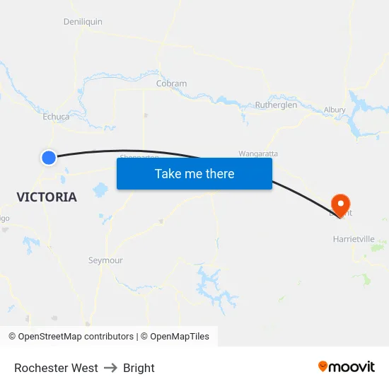 Rochester West to Bright map