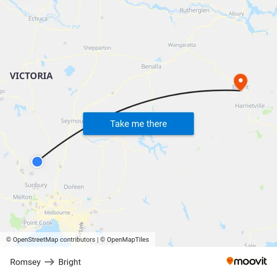 Romsey to Bright map