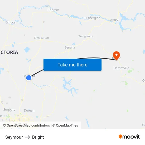 Seymour to Bright map