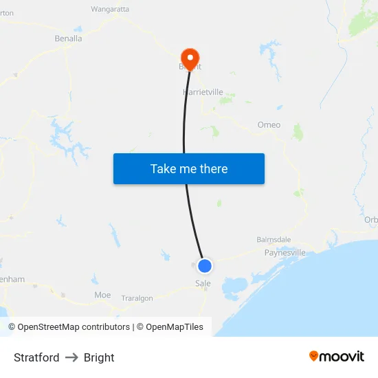 Stratford to Bright map