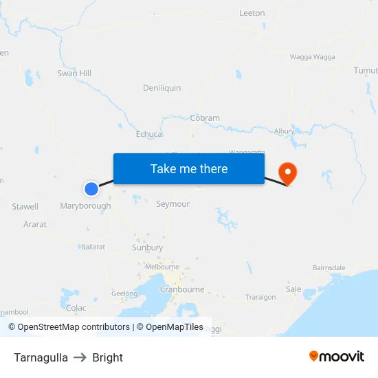 Tarnagulla to Bright map