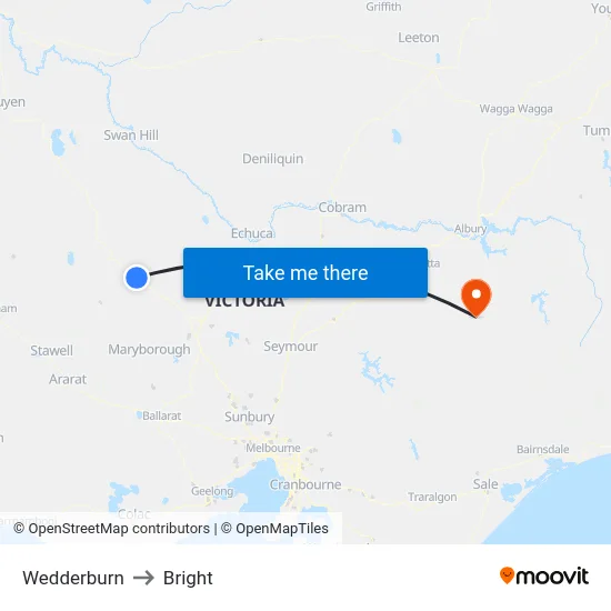 Wedderburn to Bright map