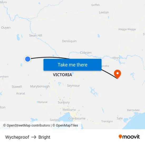 Wycheproof to Bright map