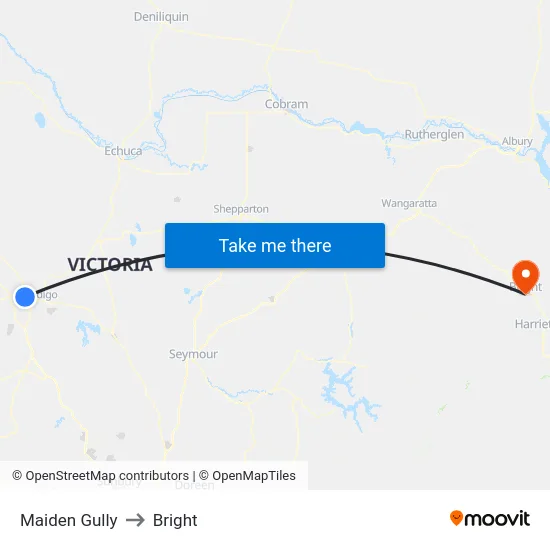 Maiden Gully to Bright map