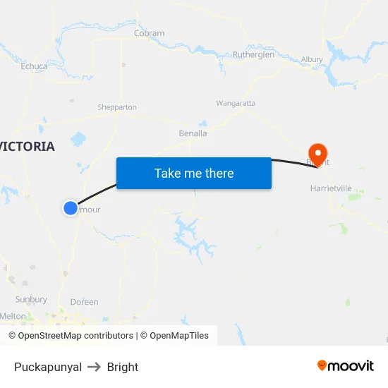 Puckapunyal to Bright map