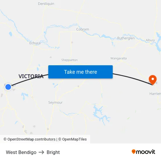West Bendigo to Bright map