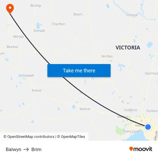 Balwyn to Brim map