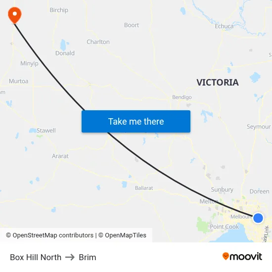 Box Hill North to Brim map