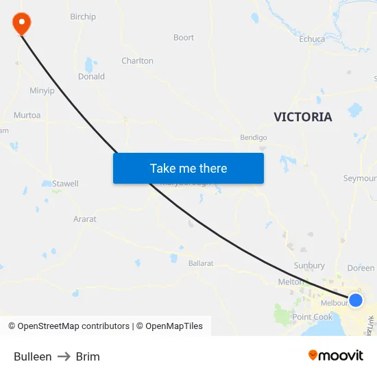 Bulleen to Brim map