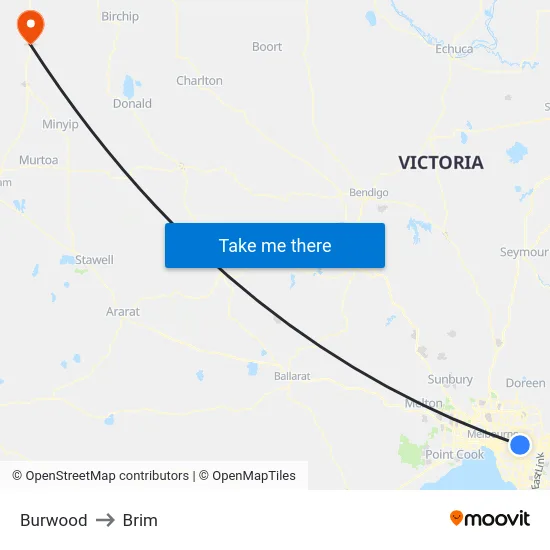 Burwood to Brim map