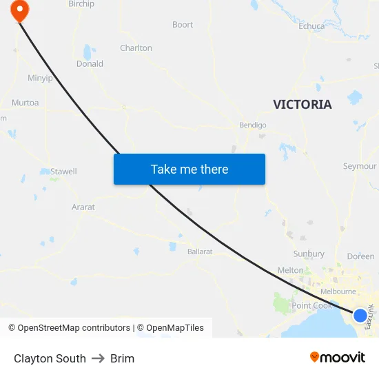 Clayton South to Brim map