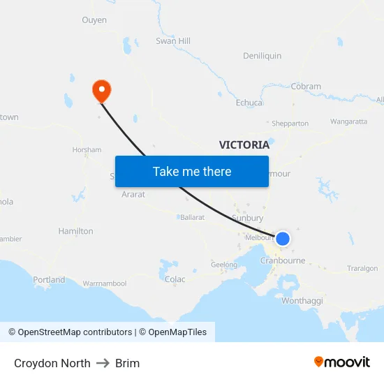 Croydon North to Brim map