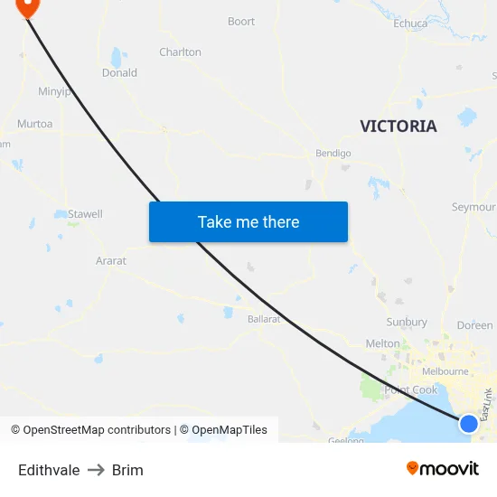 Edithvale to Brim map