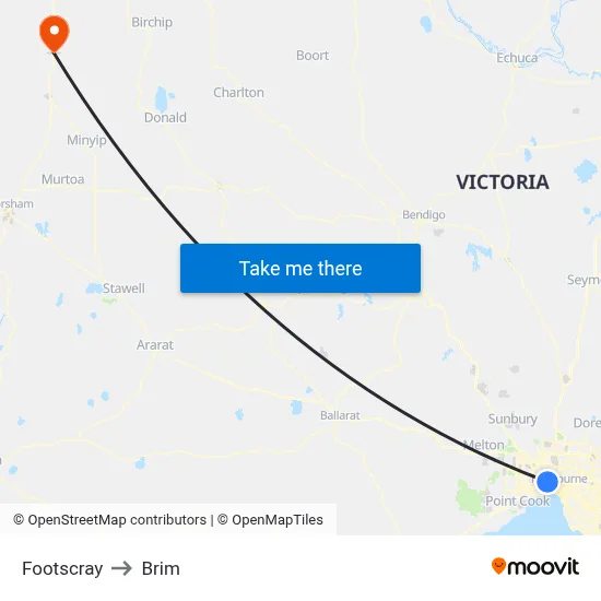 Footscray to Brim map