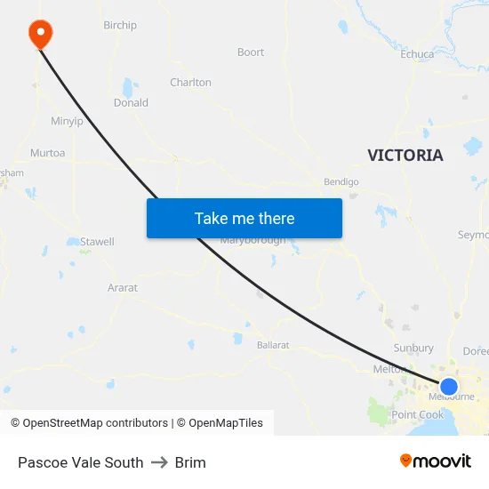 Pascoe Vale South to Brim map