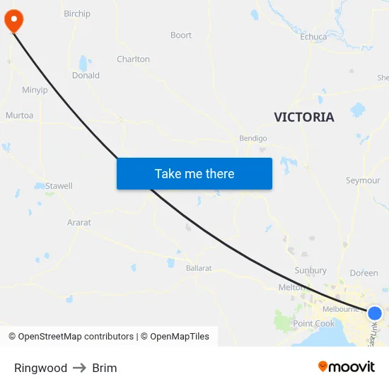 Ringwood to Brim map