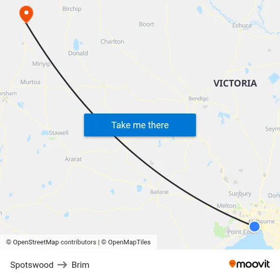 Spotswood to Brim map