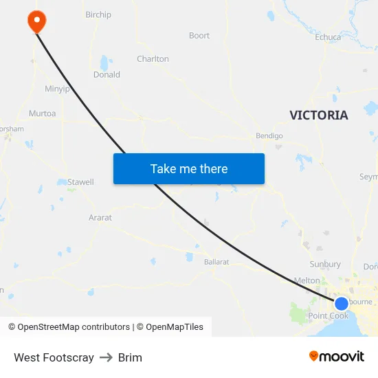 West Footscray to Brim map