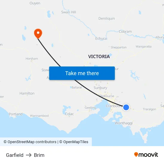 Garfield to Brim map