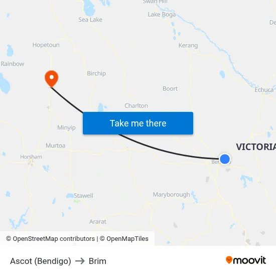 Ascot (Bendigo) to Brim map