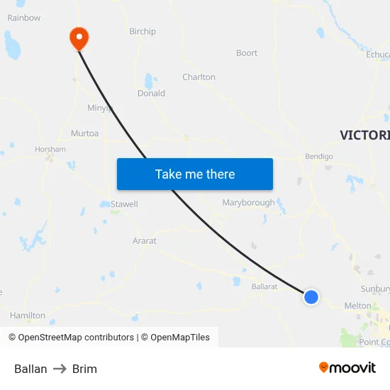 Ballan to Brim map