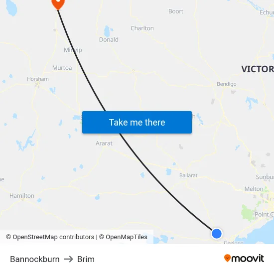 Bannockburn to Brim map
