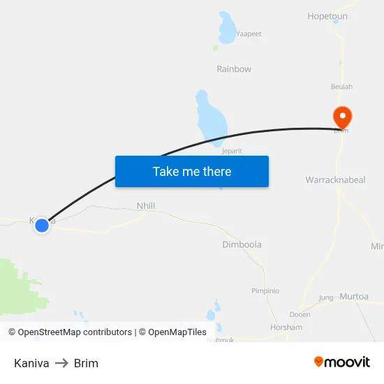 Kaniva to Brim map