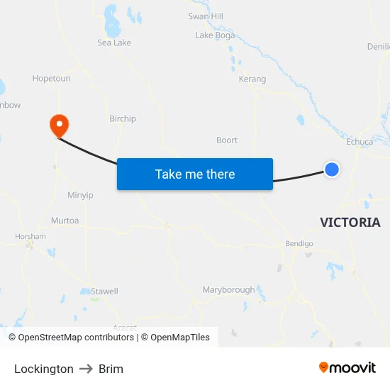 Lockington to Brim map