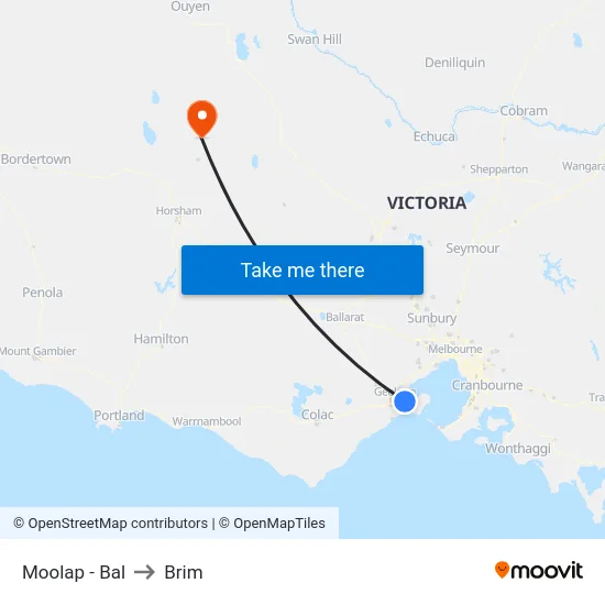 Moolap - Bal to Brim map