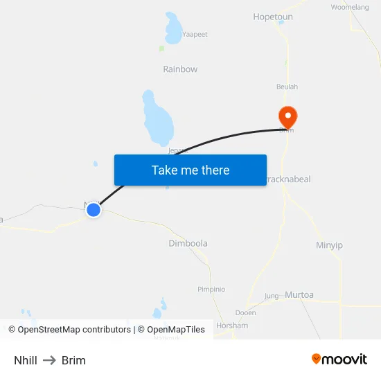 Nhill to Brim map