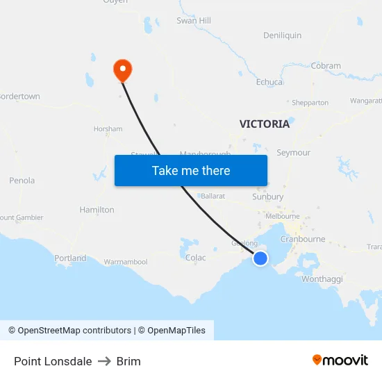 Point Lonsdale to Brim map