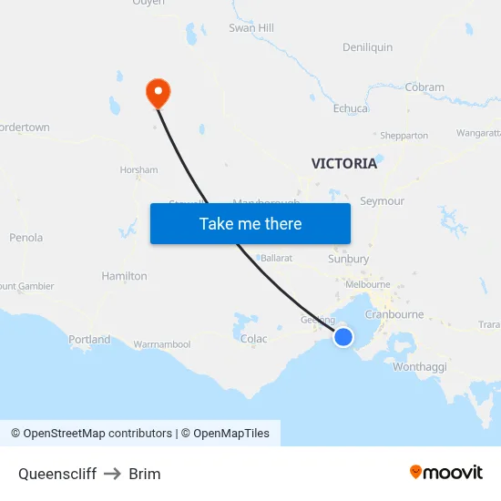 Queenscliff to Brim map