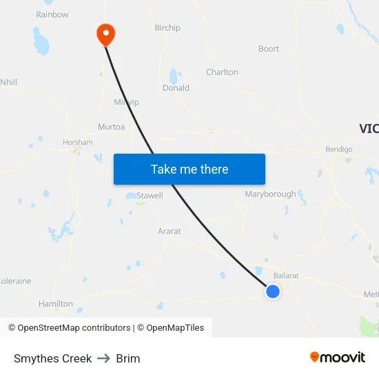 Smythes Creek to Brim map
