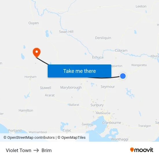 Violet Town to Brim map