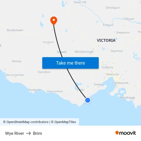 Wye River to Brim map