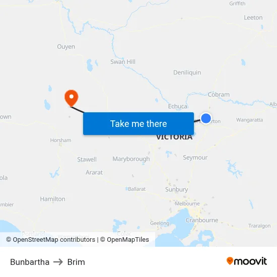 Bunbartha to Brim map