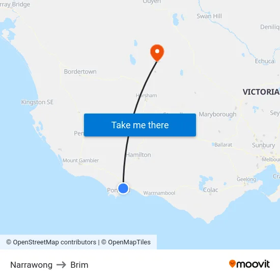 Narrawong to Brim map