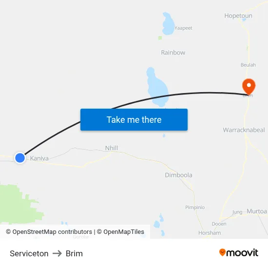 Serviceton to Brim map