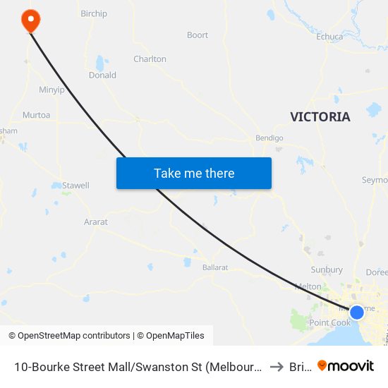 10-Bourke Street Mall/Swanston St (Melbourne City) to Brim map