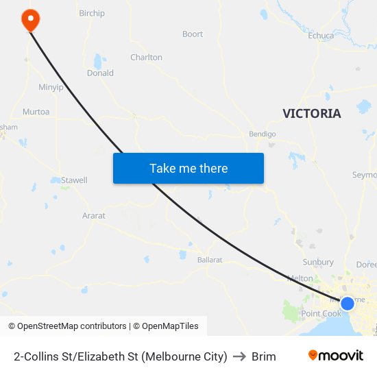 2-Collins St/Elizabeth St (Melbourne City) to Brim map