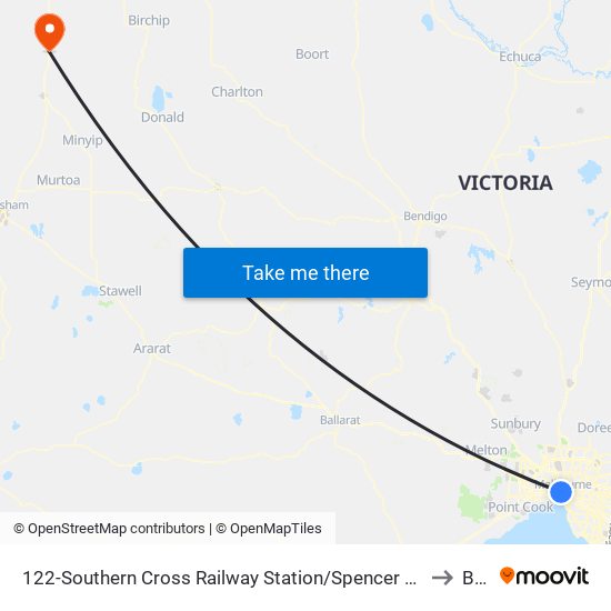 122-Southern Cross Railway Station/Spencer St (Melbourne City) to Brim map