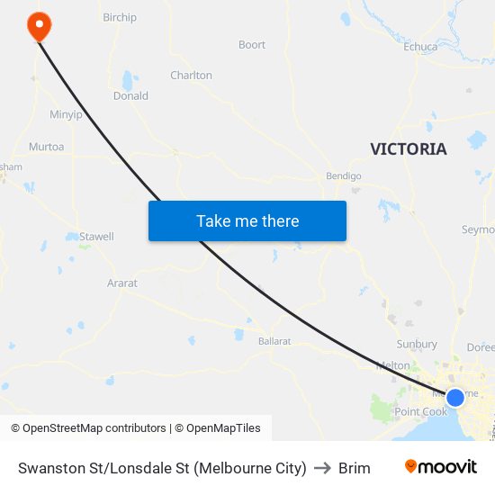 Swanston St/Lonsdale St (Melbourne City) to Brim map