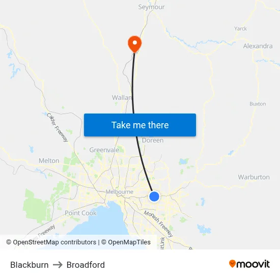 Blackburn to Broadford map