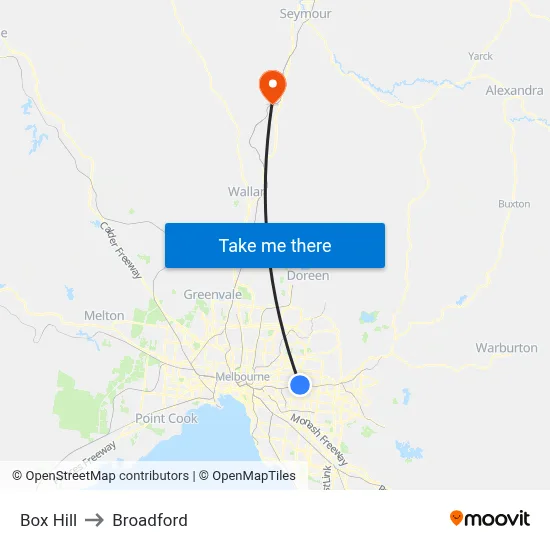Box Hill to Broadford map