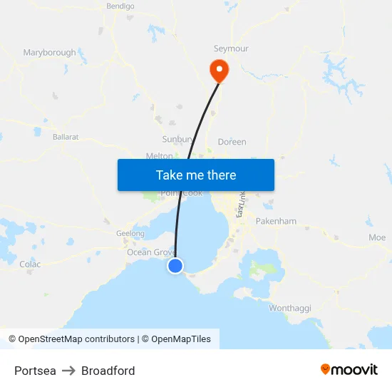 Portsea to Broadford map