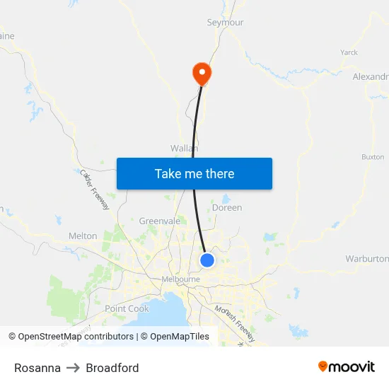 Rosanna to Broadford map