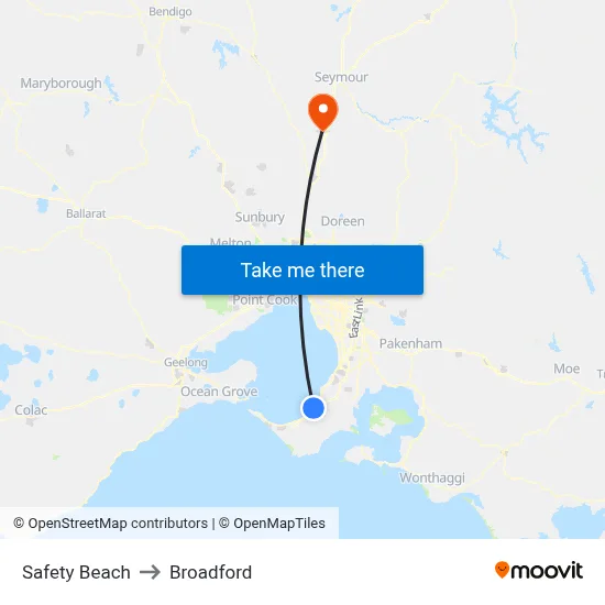 Safety Beach to Broadford map