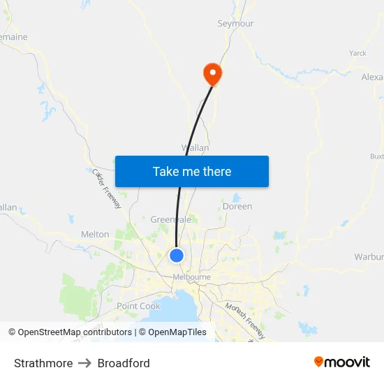 Strathmore to Broadford map