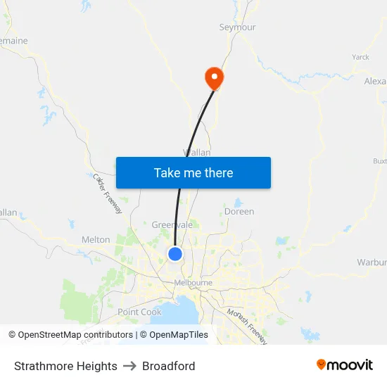 Strathmore Heights to Broadford map